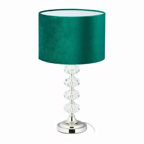 relaxdays Tischlampe Kristall und Samt in Grün grün günstig online kaufen