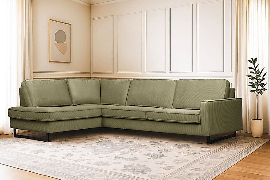 Home affaire Ecksofa »Pinto, 290 cm, Cord, Chenille, Lederoptik, Ottomane l günstig online kaufen