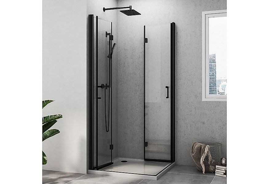Hopibath Eckdusche Duschkabine Schwarz Chrom 100x90x195cm 90x100x195cm 180º günstig online kaufen