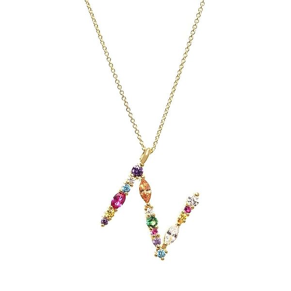 Silberkette Kette Gold Buchstabe Farbsteine, 925 günstig online kaufen