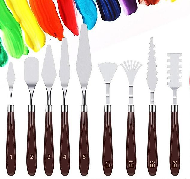 XDeer Flexspachtel 9 Stück Öl-Malen Spachteln Malmesser Set,Palette Messer günstig online kaufen
