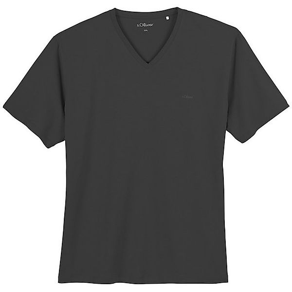 s.Oliver Rundhalsshirt Große Größen Herren Basic T-Shirt anthrazit V-Neck s günstig online kaufen