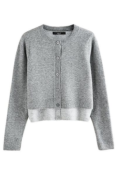Next Rundhalspullover Doppellagige Strickjacke mit Rundhalsausschnitt (1-tl günstig online kaufen