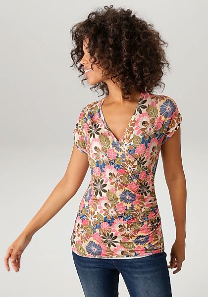 Aniston CASUAL T-Shirt mit farbenfrohen Blüten bedruckt - NEUE KOLLEKTION günstig online kaufen