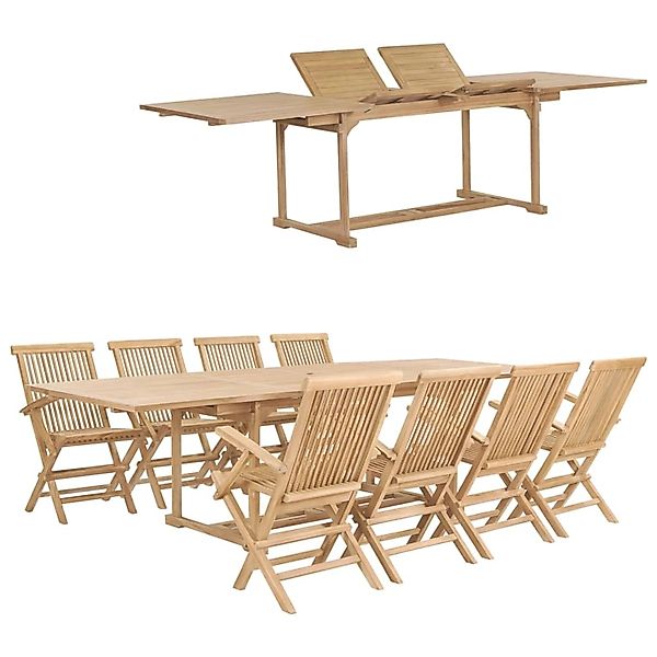 vidaXL 9-Tlg Garten-Essgruppe 180-280 x 100 x 75 cm Teak Massivholz 44680 günstig online kaufen