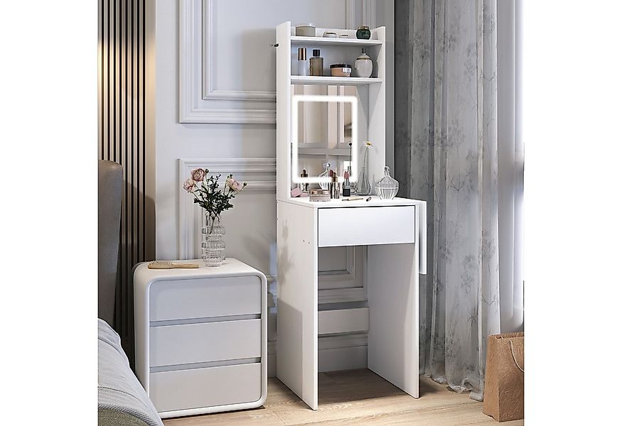 HOMCOM Schminktisch mit LED-Beleuchtung, 3 Lichtfarben (Frisiertisch, 1-St. günstig online kaufen