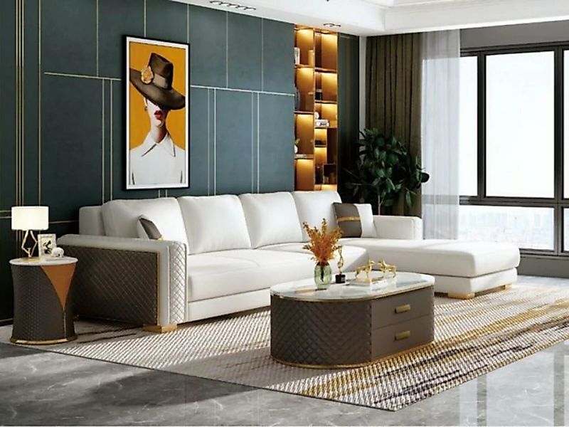 JVmoebel Ecksofa, Italienische Stil Möbel 3tlg Set Ecksofa + Couchtische So günstig online kaufen