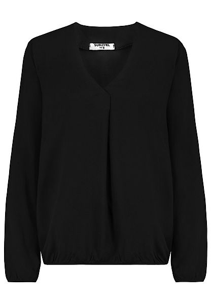 SUBLEVEL Blusenshirt Elegantes Design, V-Ausschnitt, Langarm, Faltenakzent günstig online kaufen
