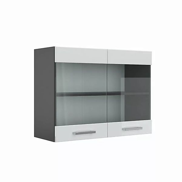 Vicco Glashängeschrank Hängeschrank Küche 80 cm R-Line Anthrazit Weiß Hochg günstig online kaufen