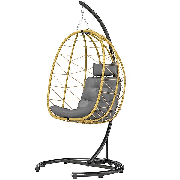 Outsunny Hängesessel 150kg max mit Faltkorb und Kissen, Garten Schaukelstuh günstig online kaufen