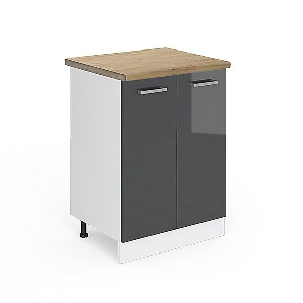 Vicco Küchenunterschrank R-Line Anthrazit Hochglanz/Weiß 60 cm AP Anthrazit günstig online kaufen