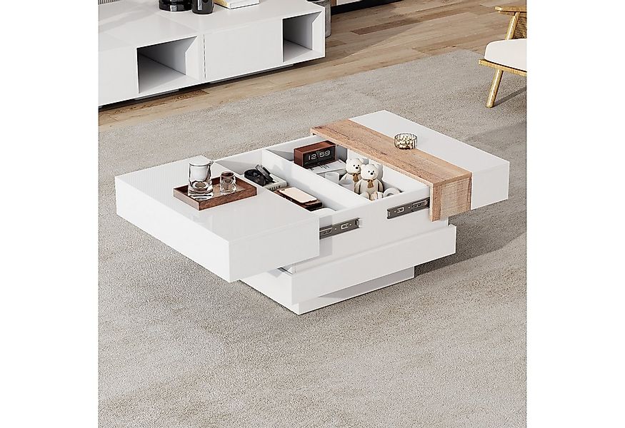 STILVORA Couchtisch Beistelltisch ausziehbar,Kaffeetisch Sofatisch mit Tren günstig online kaufen