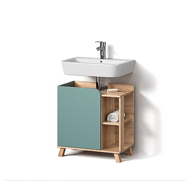 Livinity® Waschbeckenunterschrank Marano, Blau-Grau/Sonoma, 60 x 65 cm mit günstig online kaufen