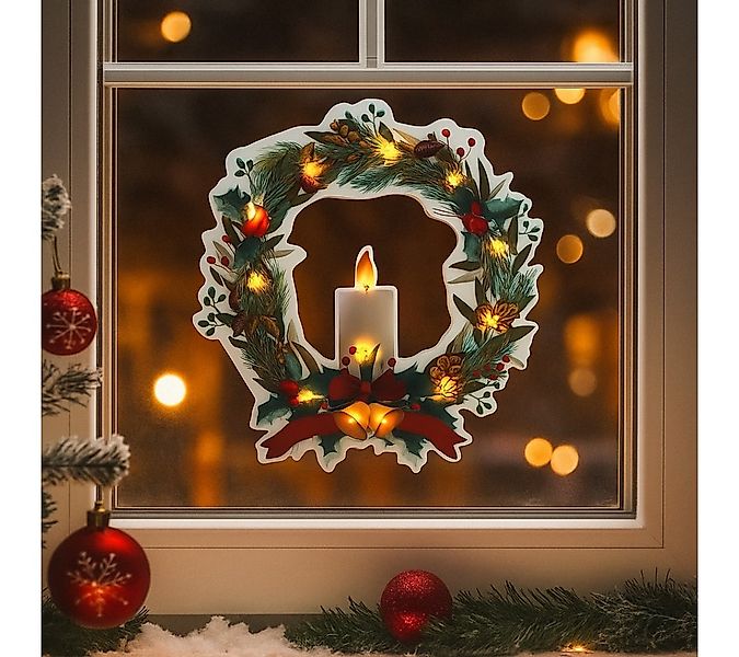 abc HOME Fensterdekoration Weihnachtskranz, LEDs, Timer-Funktion, Selbsthaf günstig online kaufen