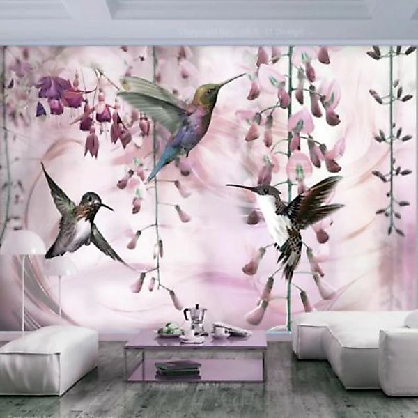 artgeist Fototapete Flying Hummingbirds (Pink) rosa-kombi Gr. 150 x 105 günstig online kaufen