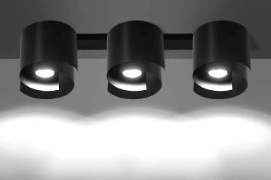 Deckenlampe Schwarz Metall Design rund 3x GU10 günstig online kaufen