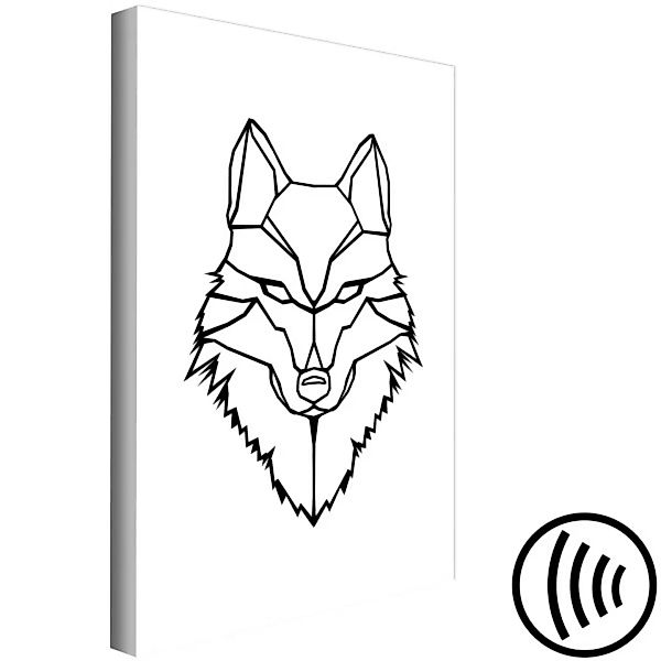 Wandbild Schwarze Wolfskontur - geometrische Komposition auf weißem Hinterg günstig online kaufen