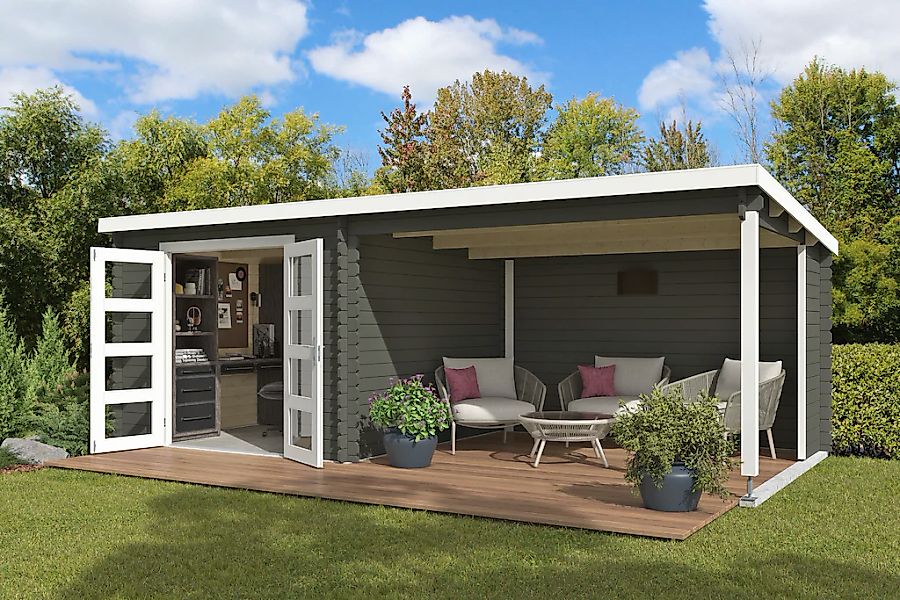 Nordic Holz Gartenhaus "Novia Plus", (Unterstand inkl. Rückwand) günstig online kaufen