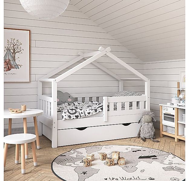 VitaliSpa® Hausbett Design, Weiß, 70x140 cm mit Schublade und Matratze (2-t günstig online kaufen