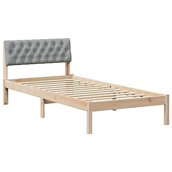 vidaXL Bettgestell Braun und Hellgrau 90 x 190 cm Massivholz Kiefer 878644 günstig online kaufen