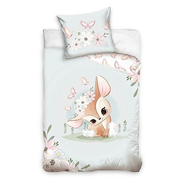 MTOnlinehandel Kinderbettwäsche Blumen Reh, Hase & günstig online kaufen