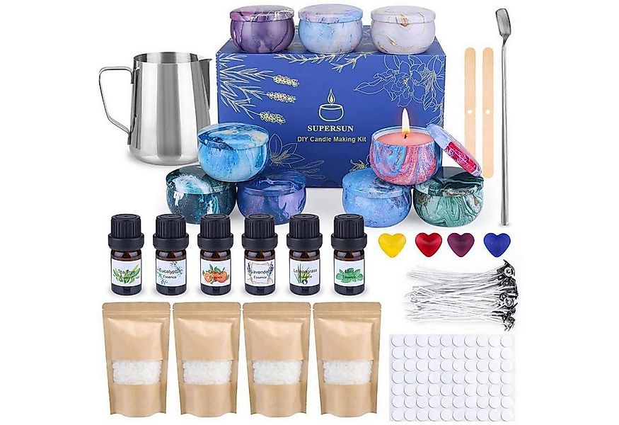 SUPERSUN Duftkerze Kerzen Selber Machen Set 6 ätherische Öle 4x120g Bienenw günstig online kaufen