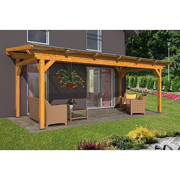 Skan Holz Terrassenüberdachung Sanremo 648 x 250 cm Leimholz Eiche hell günstig online kaufen