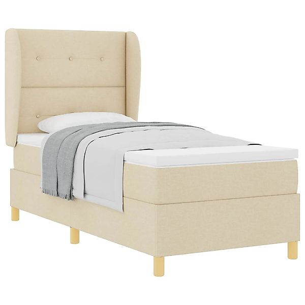 vidaXL Boxspringbett mit Matratze Dunkelgrau 90x190 cm Creme Stoff 3340723 günstig online kaufen