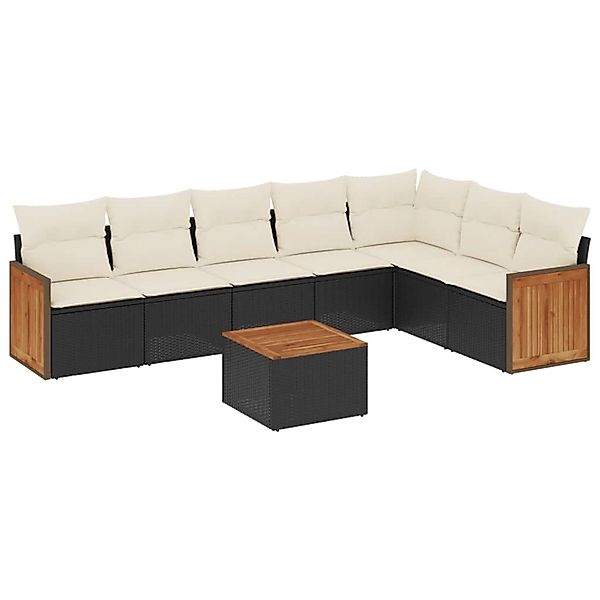 vidaXL 8-Tlg Garten-Sofagarnitur mit Kissen Schwarz Poly Rattan 3227715 günstig online kaufen