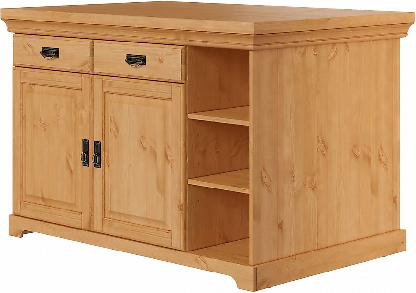 Home affaire Kücheninsel "Rügen", Breite 130 cm, Kiefer massiv, mit Türen, günstig online kaufen