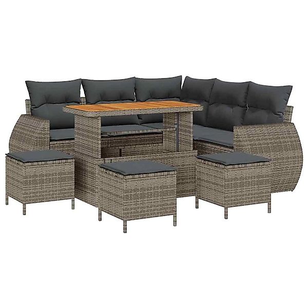 vidaXL Garten-Sofa-Set 9-Tlg Grau Poly Rattan 3361883 günstig online kaufen