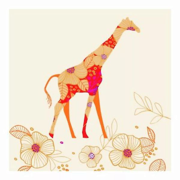 Bilderwelten Fototapete Floral Giraffe grün Gr. 288 x 288 günstig online kaufen