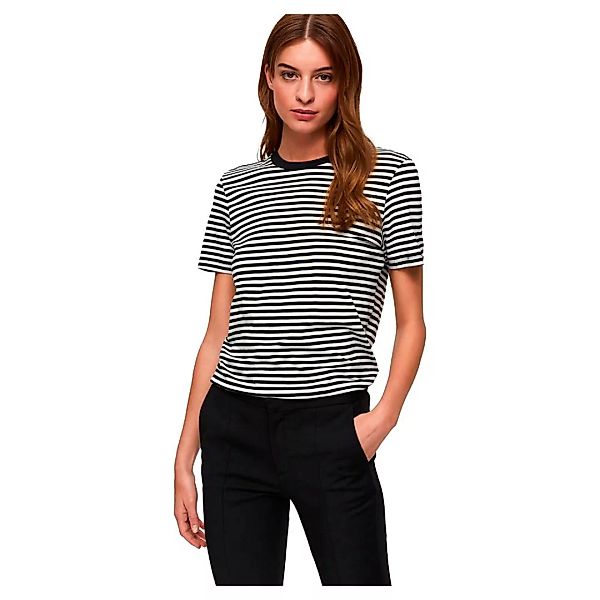 Selected My Perfect Box Cut-stripe Kurzärmeliges T-shirt M Black / Stripes günstig online kaufen