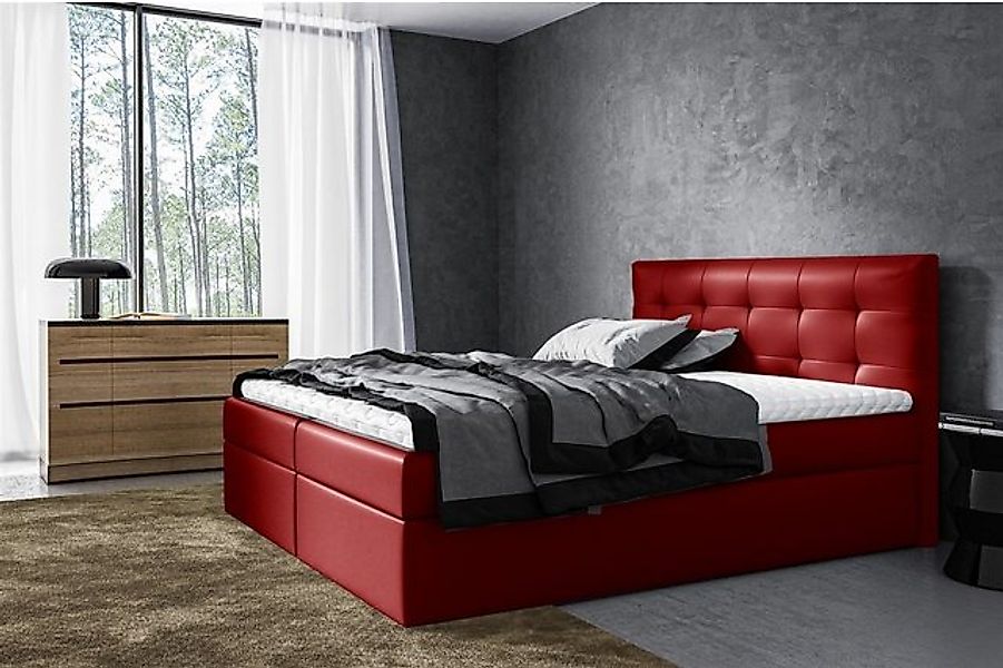 Fun Möbel Boxbett Schlafzimmerbett VIDE in Kunstleder Rot (inkl. Bettkasten günstig online kaufen
