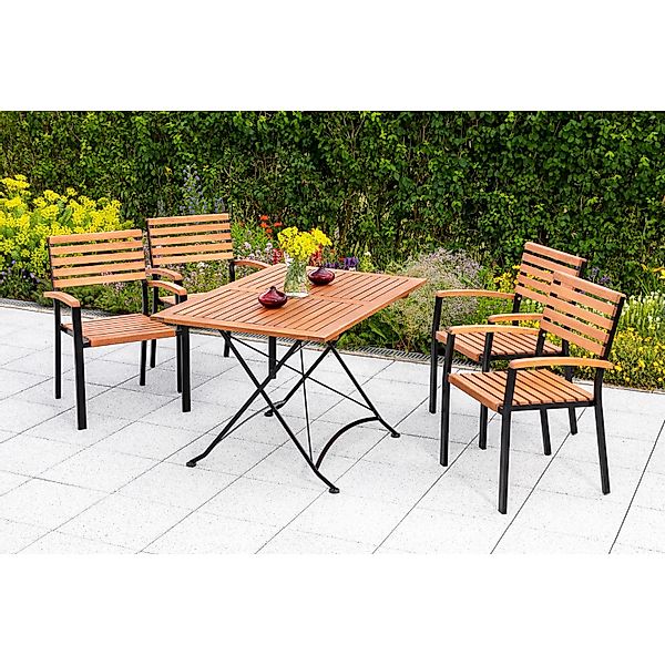 Merxx Gartenmöbel-Set Schlossgarten 5-teilig Stapelsessel 120 cm x 80 cm günstig online kaufen