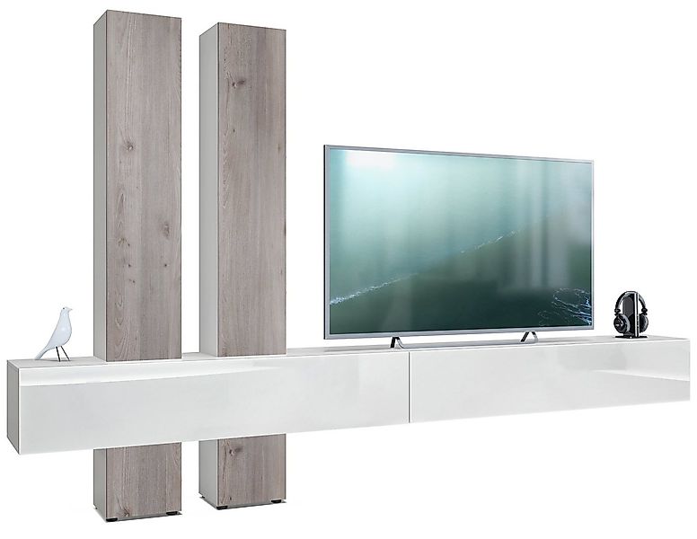 Vladon Wohnwand Moja, (Anbauwand, mit Rückwand mit 4 Türen und 2 Klappen), günstig online kaufen