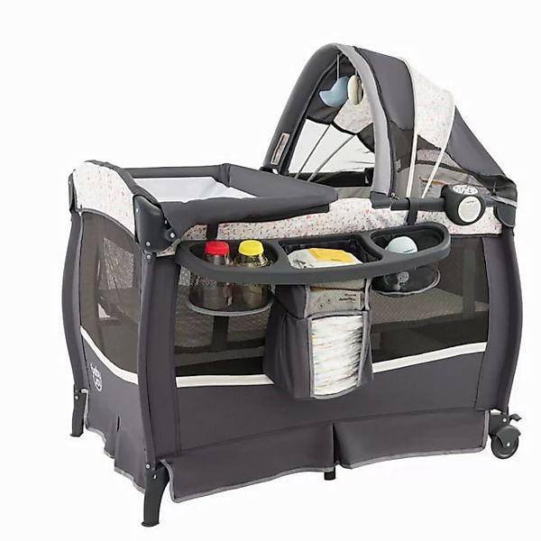 KOMFOTTEU Baby-Reisebett, 4 in 1 Babybett, mit verstellbarem Vordach, bis 1 günstig online kaufen