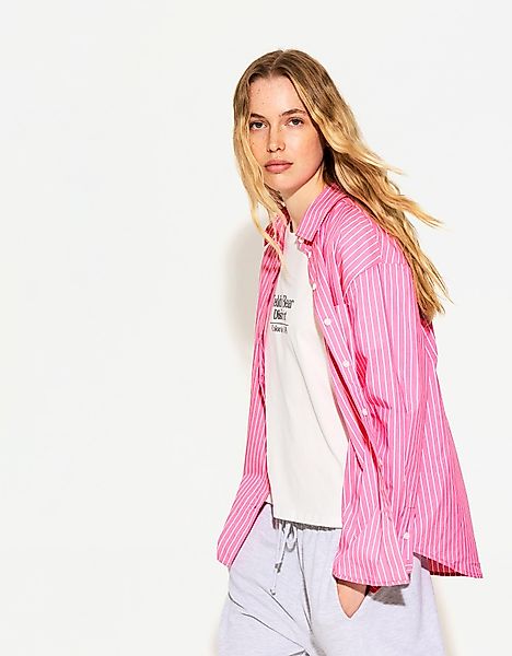 Bershka Oversize-Hemd Damen Xs Fuchsia günstig online kaufen