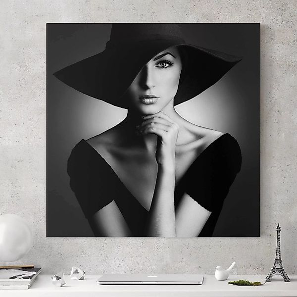 Leinwandbild Schwarz-Weiß - Quadrat Like Audrey günstig online kaufen