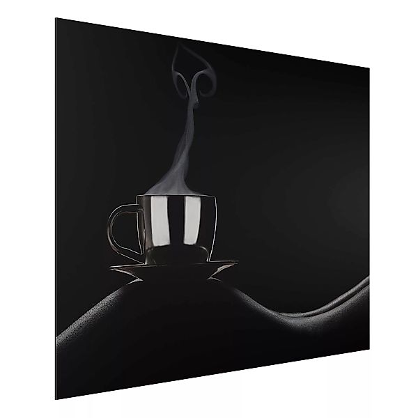Alu-Dibond Bild Schwarz-Weiß - Querformat 4:3 Coffee in Bed günstig online kaufen