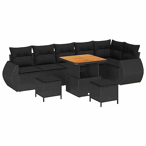 vidaXL Garten-Sofa-Set 9-Tlg Schwarz Poly Rattan 3361889 günstig online kaufen