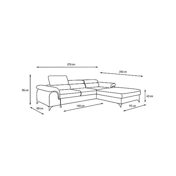 NEXT COLLECTION Ecksofa HILTON, Metallfüße, Schlaffunktion, Bettzeugablage, günstig online kaufen