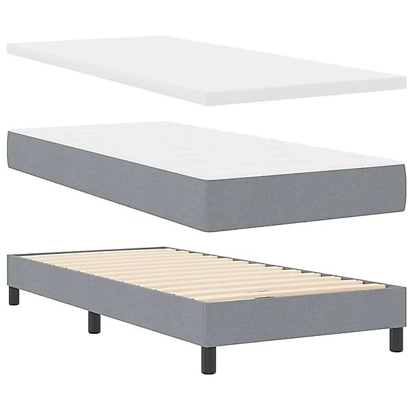 vidaXL Boxspringbett mit Matratze Hellgrau 90 x 190 cm 3341139 günstig online kaufen