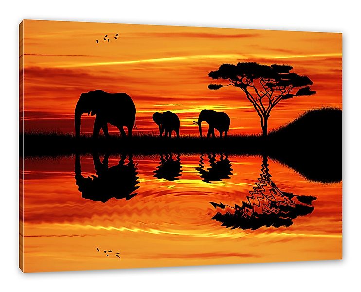 Pixxprint Leinwandbild Afrika Elefant in Sonnenschein, günstig online kaufen