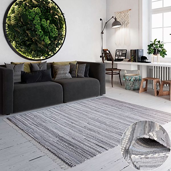 my home Teppich »Le Vivier«, rechteckig, 10 mm Höhe, Handweb Teppich, gestr günstig online kaufen