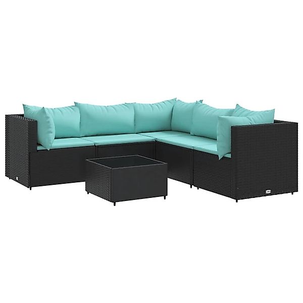 vidaXL 6-tlg Garten-Lounge-Set mit Kissen Schwarz Poly Rattan Modell 29 günstig online kaufen