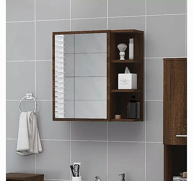 vidaXL Spiegelschrank Bad-Spiegelschrank Braun Eiche 62,5x20,5x64 cm Spanpl günstig online kaufen