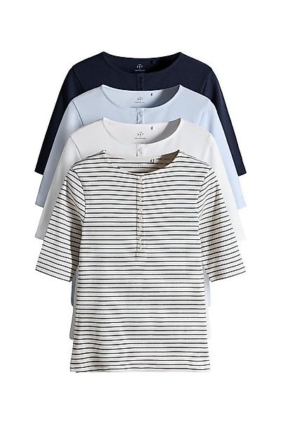 The Set Henleyshirt The Set Henley-T-Shirts mit halben Ärmeln, 4er-Set (4-t günstig online kaufen