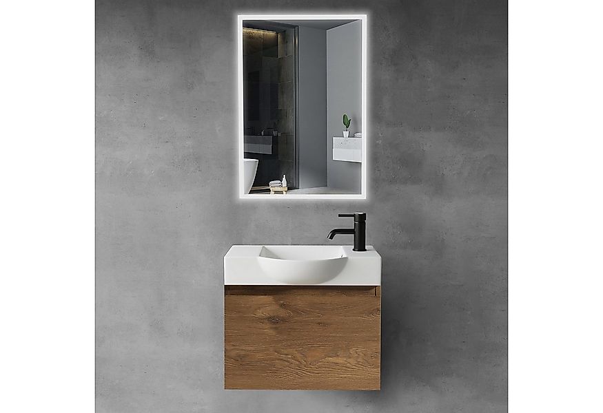 Alpenberger Badmöbel-Set Waschbecken mit Unterschrank 55 cm Breit, (Waschti günstig online kaufen