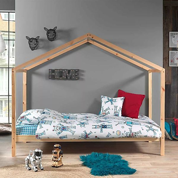 Haus Kinderbett aus Kiefer Massivholz 90x200 cm günstig online kaufen